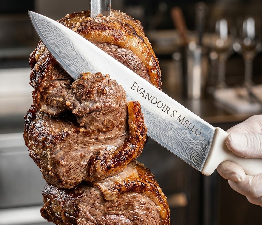 Corte de carne premium com faca personalizada